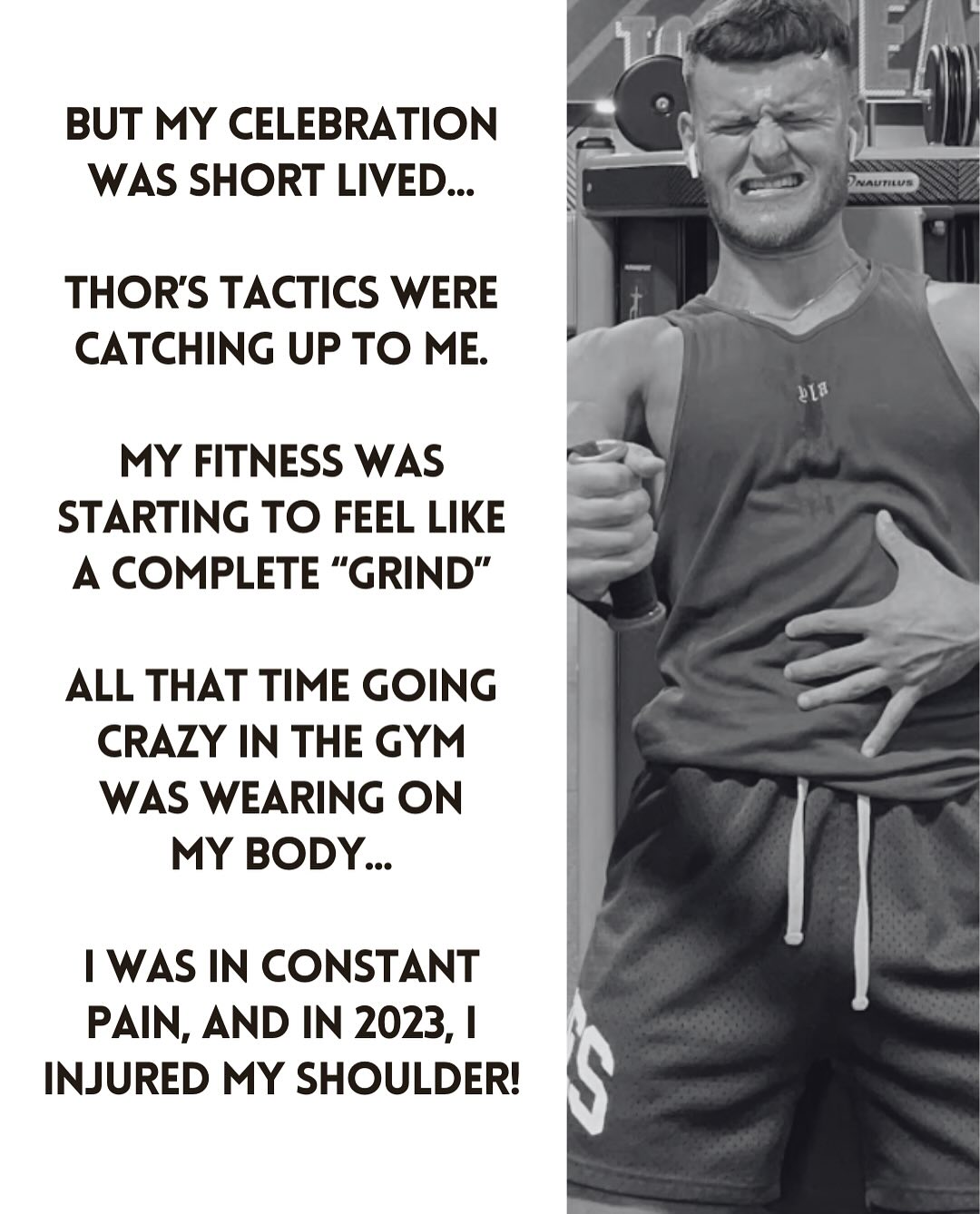 But my celebration was short lived. The grind wore on my body and in 2023 I injured my shoulder.